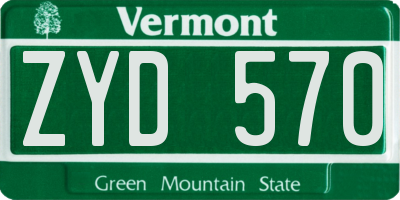 VT license plate ZYD570