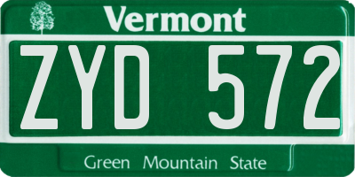 VT license plate ZYD572