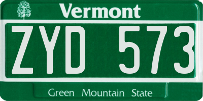 VT license plate ZYD573