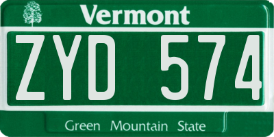 VT license plate ZYD574