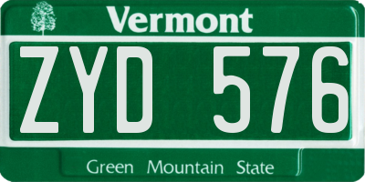 VT license plate ZYD576