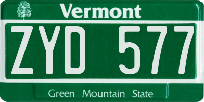 VT license plate ZYD577