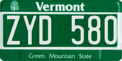 VT license plate ZYD580