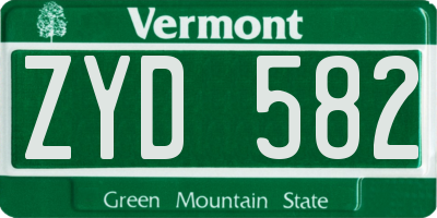VT license plate ZYD582