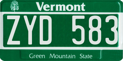 VT license plate ZYD583