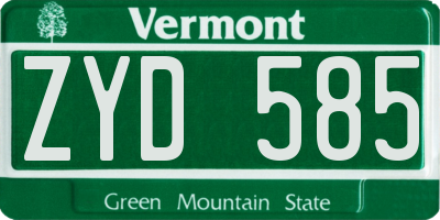 VT license plate ZYD585