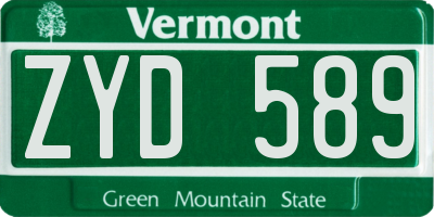 VT license plate ZYD589