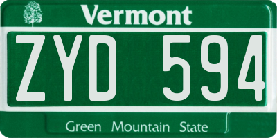 VT license plate ZYD594