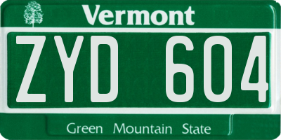 VT license plate ZYD604