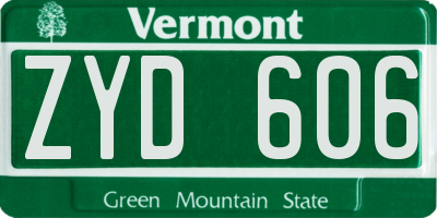 VT license plate ZYD606