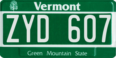 VT license plate ZYD607