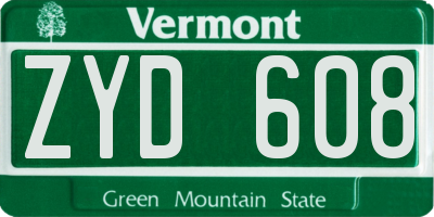 VT license plate ZYD608