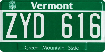 VT license plate ZYD616
