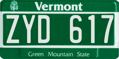 VT license plate ZYD617