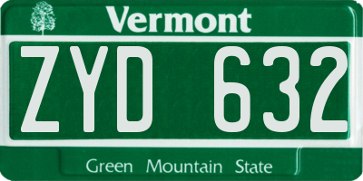 VT license plate ZYD632
