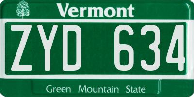 VT license plate ZYD634