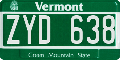 VT license plate ZYD638
