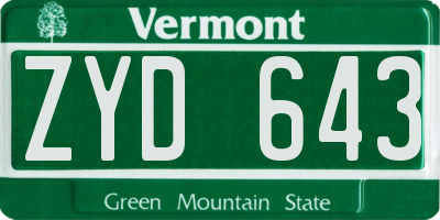VT license plate ZYD643