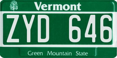 VT license plate ZYD646