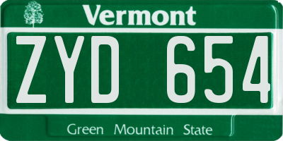 VT license plate ZYD654