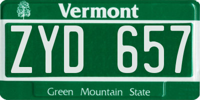 VT license plate ZYD657