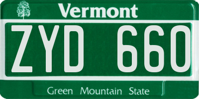 VT license plate ZYD660