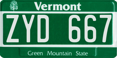 VT license plate ZYD667