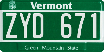 VT license plate ZYD671