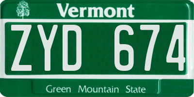 VT license plate ZYD674