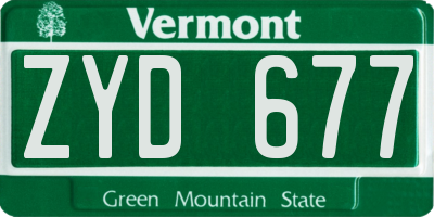 VT license plate ZYD677