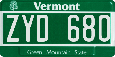 VT license plate ZYD680