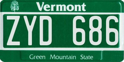 VT license plate ZYD686