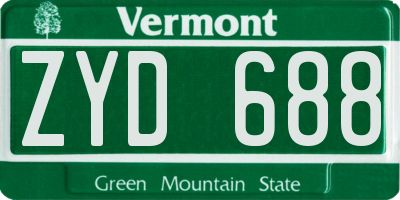 VT license plate ZYD688