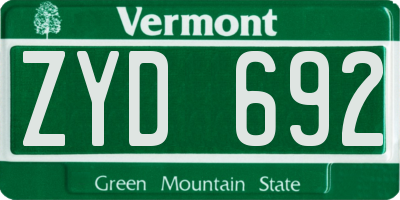 VT license plate ZYD692