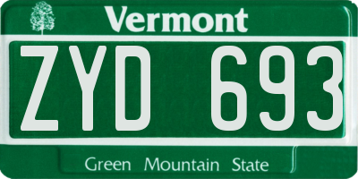 VT license plate ZYD693