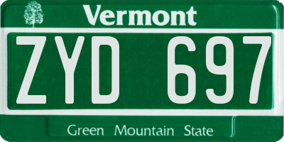 VT license plate ZYD697