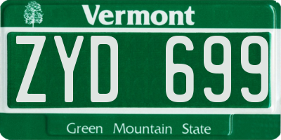 VT license plate ZYD699