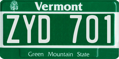 VT license plate ZYD701