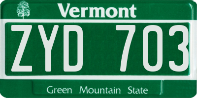 VT license plate ZYD703