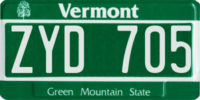 VT license plate ZYD705