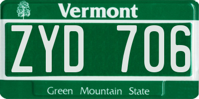 VT license plate ZYD706