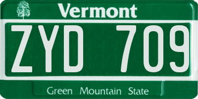 VT license plate ZYD709