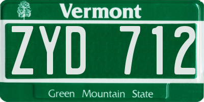 VT license plate ZYD712