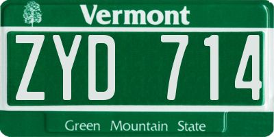 VT license plate ZYD714