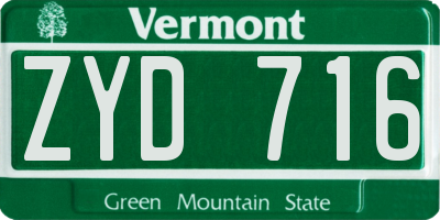 VT license plate ZYD716
