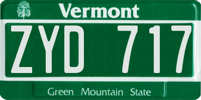 VT license plate ZYD717