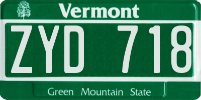 VT license plate ZYD718