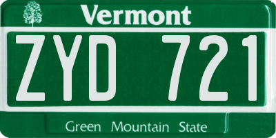 VT license plate ZYD721