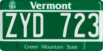 VT license plate ZYD723