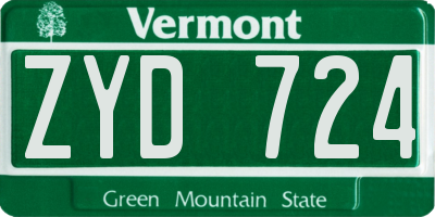 VT license plate ZYD724